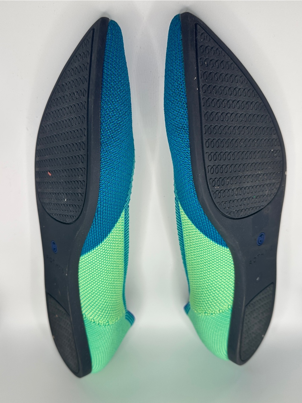 Rothy’s The Point Calypso Green Teal Chevron Colorblock Flat W8.5 - Picture 4 of 10